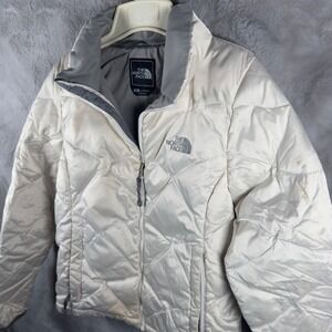 The North Face Womens White Diamond Quilted Puffer Jacket Full Zip Small S/P